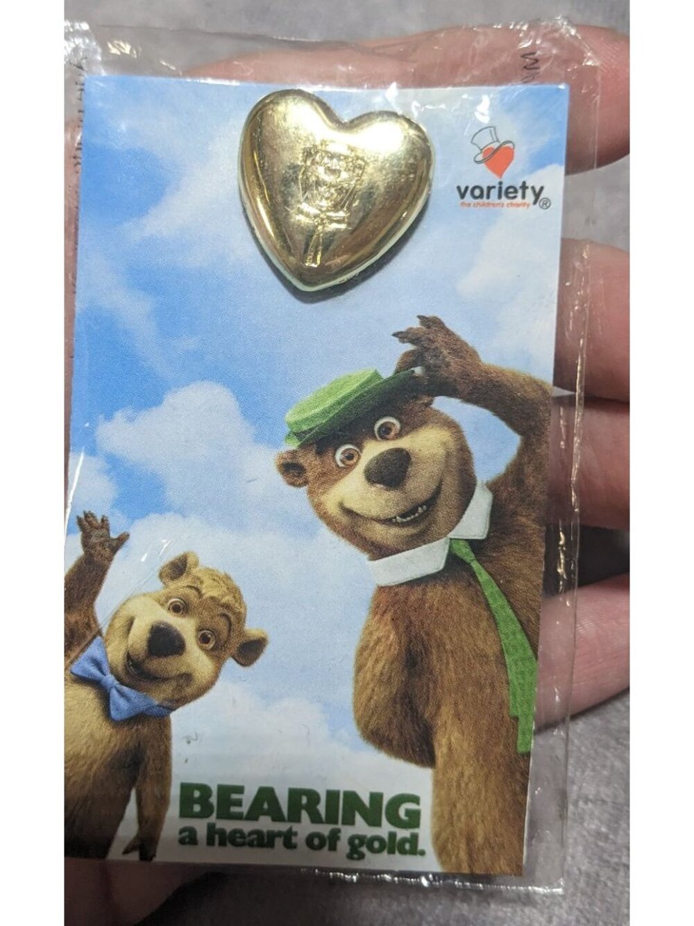Kidcore Nostalgia Yogi Bear Boo Boo Variety Heart of Gold Lapel Pin